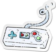 retro distressed sticker of a cartoon game controller vector