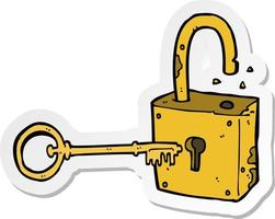 sticker of a caroon rusty old padlock vector