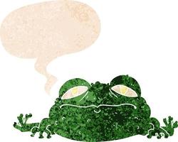 cartoon ugly frog and speech bubble in retro textured style vector