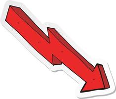 sticker of a cartoon arrow down trend vector