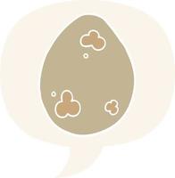 cartoon egg and speech bubble in retro style vector