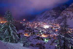 aerial view on zermatt valley and matterhorn peak photo