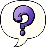 cartoon question mark and speech bubble in smooth gradient style vector
