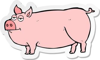 sticker of a cartoon huge pig vector