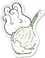 retro distressed sticker of a cartoon garlic vector