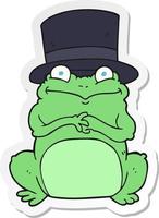 sticker of a cartoon frog in top hat vector