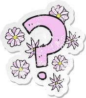 retro distressed sticker of a cartoon question mark vector