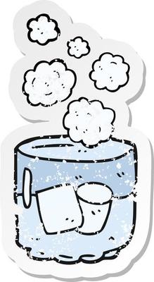 retro distressed sticker of a cartoon vodka and ice
