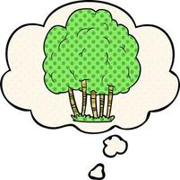 cartoon tree and thought bubble in comic book style vector