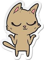 sticker of a calm cartoon cat vector
