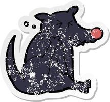 retro distressed sticker of a cartoon dog scratching vector