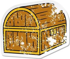 distressed sticker cartoon doodle of a treasure chest vector