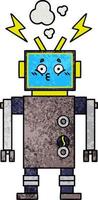 retro grunge texture cartoon robot vector