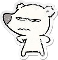 distressed sticker of a angry bear polar cartoon vector