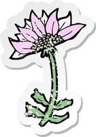 retro distressed sticker of a cartoon flower vector