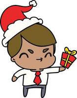 christmas cartoon of kawaii boy vector