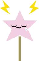 flat color retro cartoon magic wand vector