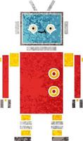 retro illustration style cartoon robot vector