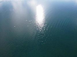 Beautiful aerial view of Gorgeous lake at Milton Keynes England UK photo