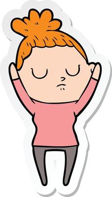 sticker of a cartoon calm woman