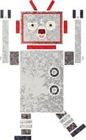 retro illustration style cartoon angry robot vector