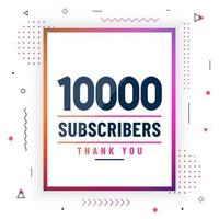 Thank you 10000 subscribers, 10K subscribers celebration modern colorful design. vector