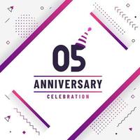 5 years anniversary greetings card, 5 anniversary celebration background free colorful vector. vector