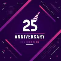 25 years anniversary greetings card, 25 anniversary celebration background free colorful vector. vector