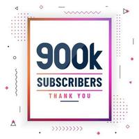 Thank you 900K subscribers, 900000 subscribers celebration modern colorful design. vector