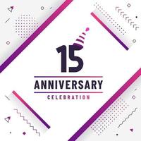 15 years anniversary greetings card, 15 anniversary celebration background free colorful vector. vector