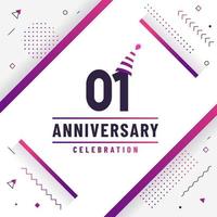 1 years anniversary greetings card, 1 anniversary celebration background free colorful vector. vector