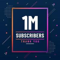 Thank you 1M subscribers, 1000000 subscribers celebration modern colorful design. vector