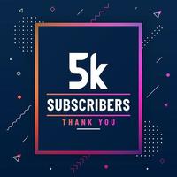 Thank you 5K subscribers, 5000 subscribers celebration modern colorful design. vector