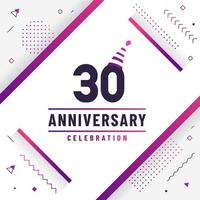 30 years anniversary greetings card, 30 anniversary celebration background free colorful vector. vector