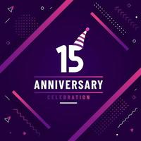 15 years anniversary greetings card, 15 anniversary celebration background free colorful vector. vector