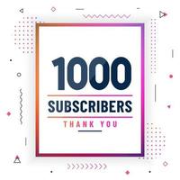 Thank you 1000 subscribers, 1K subscribers celebration modern colorful design. vector