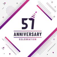 57 years anniversary greetings card, 57 anniversary celebration background free colorful vector. vector