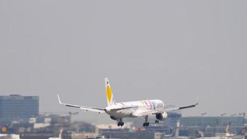 FRANKFURT AM MAIN, GERMANY JULY 18, 2017 - Condor Boeing 757 D ABON approaching and landing on runway 7R. Fraport, Frankfurt, Germany video