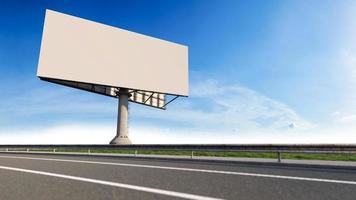 Mockup image of 3d rendering billboard beside highway. photo