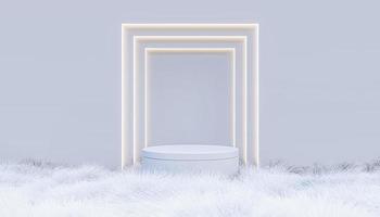 A 3d rendering image of product display on white fur photo