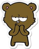 sticker of a bored bear cartoon vector