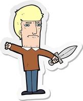 sticker of a cartoon man with knife vector