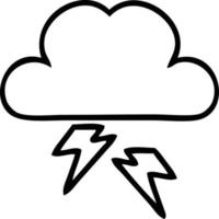 line drawing cartoon thunder cloud vector