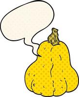 cartoon squash and speech bubble in comic book style vector