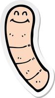 sticker of a cartoon worm vector