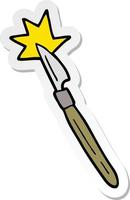 sticker of a cartoon scalpel vector