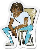 retro distressed sticker of a cartoon dejected man vector