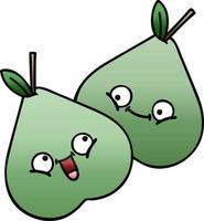 gradient shaded cartoon green pear vector