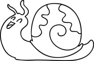 quirky line drawing cartoon snail vector