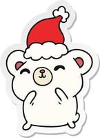 christmas sticker cartoon of kawaii polar bear vector